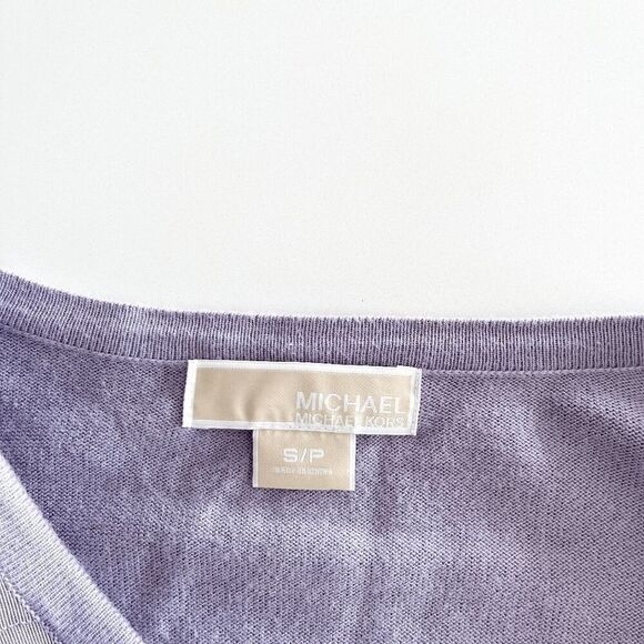 Michael Michael Kors Womens Button Front Knit Layered Ruffle Cardigan Lavender S - Picture 3 of 7
